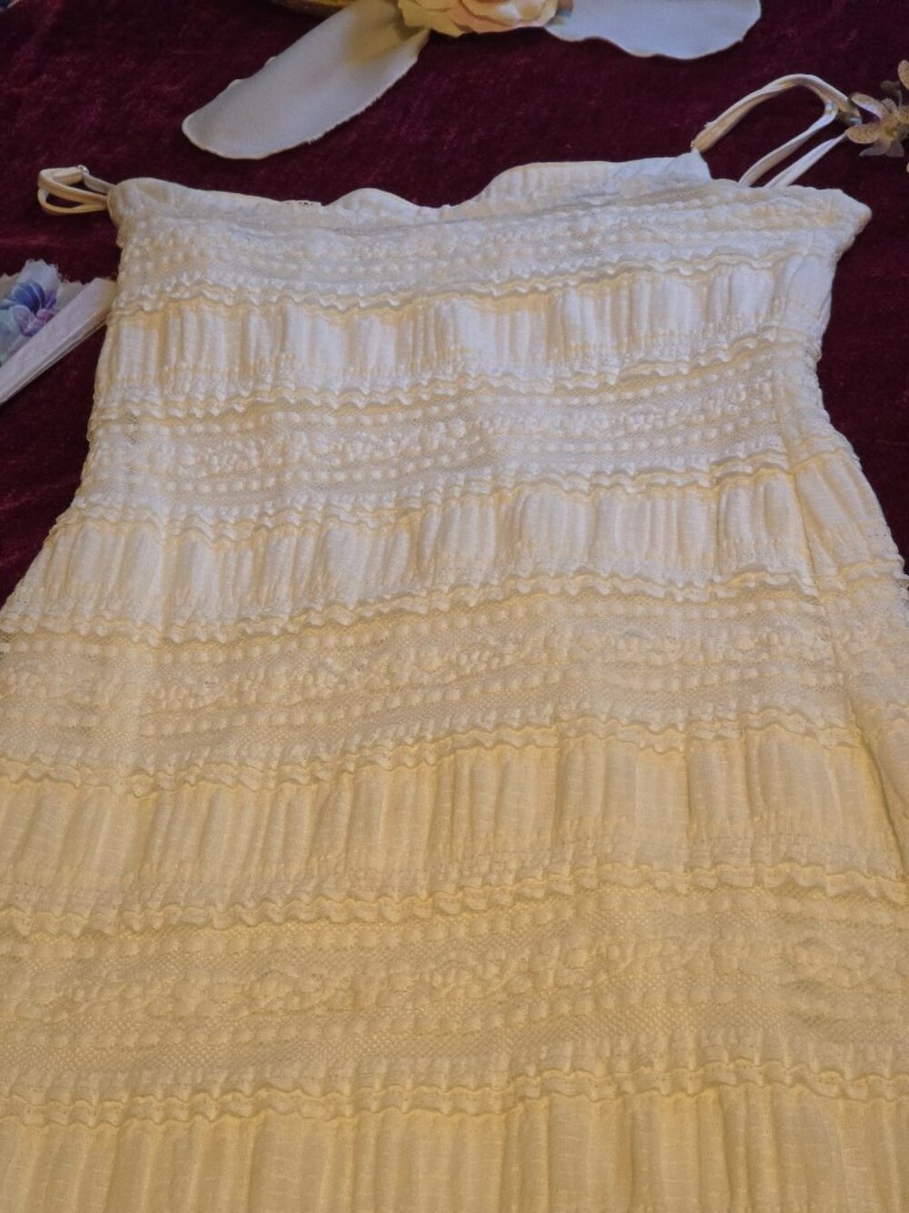 STUNNING CREAM LACE STRETCHY MAXI WITH MATCHING LACE CARDIGAN SMALL - Picture 9 of 14